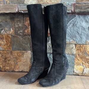 Tory Burch Black Suede Knee-High Boots